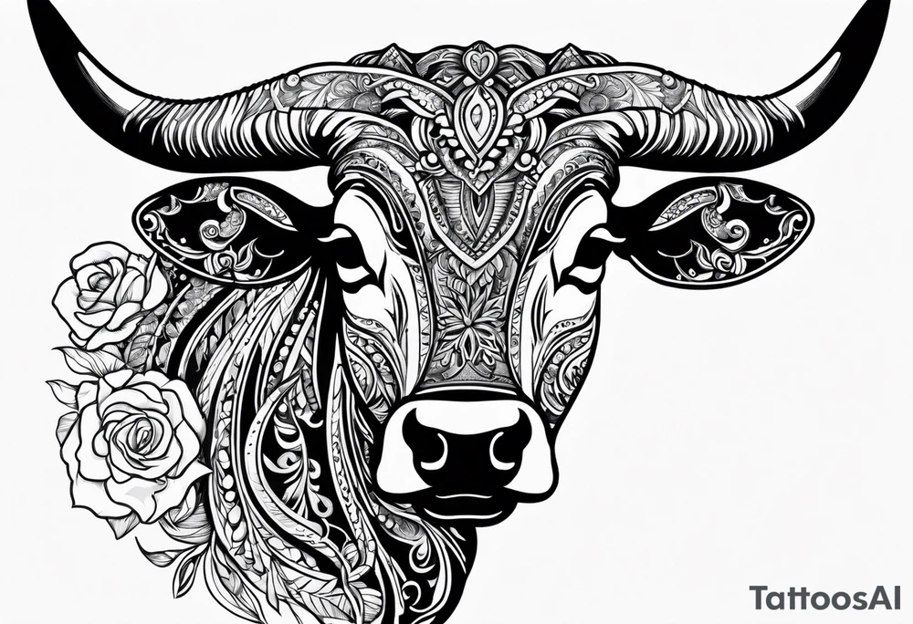 Texas Long horn head outline tattoo idea
