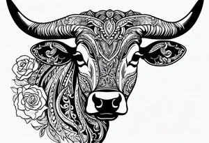 Texas Long horn head outline tattoo idea