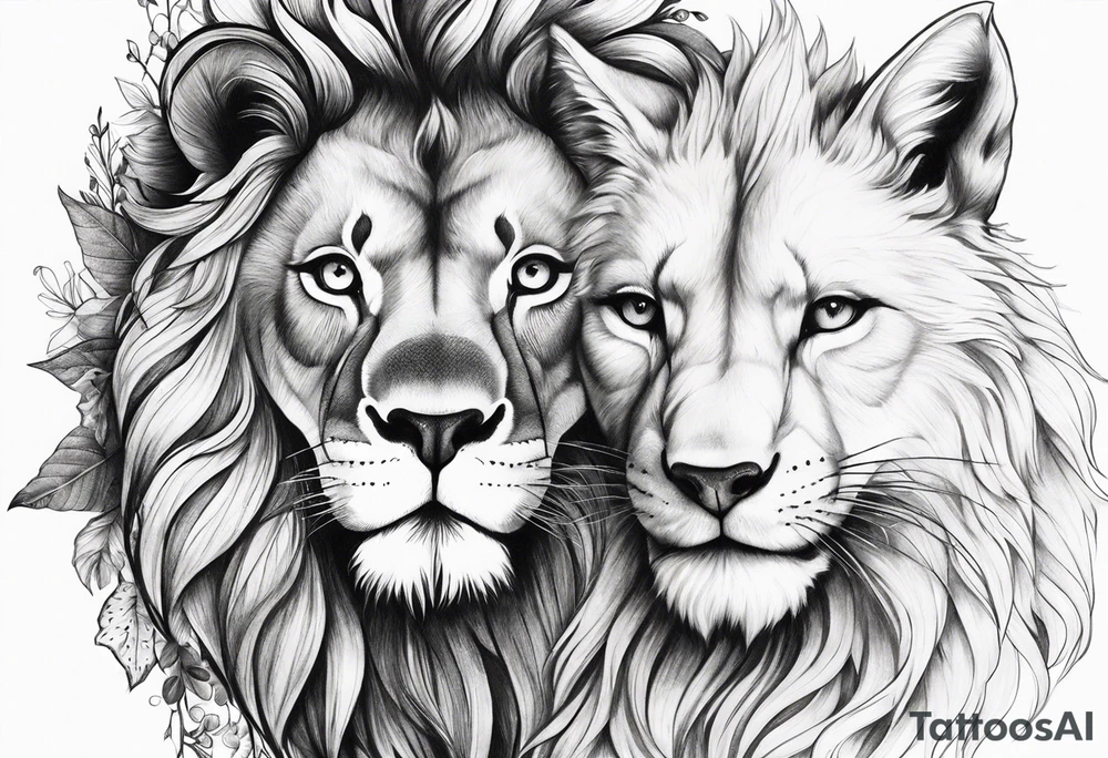 lion and fox tattoo idea