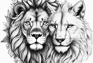 lion and fox tattoo idea