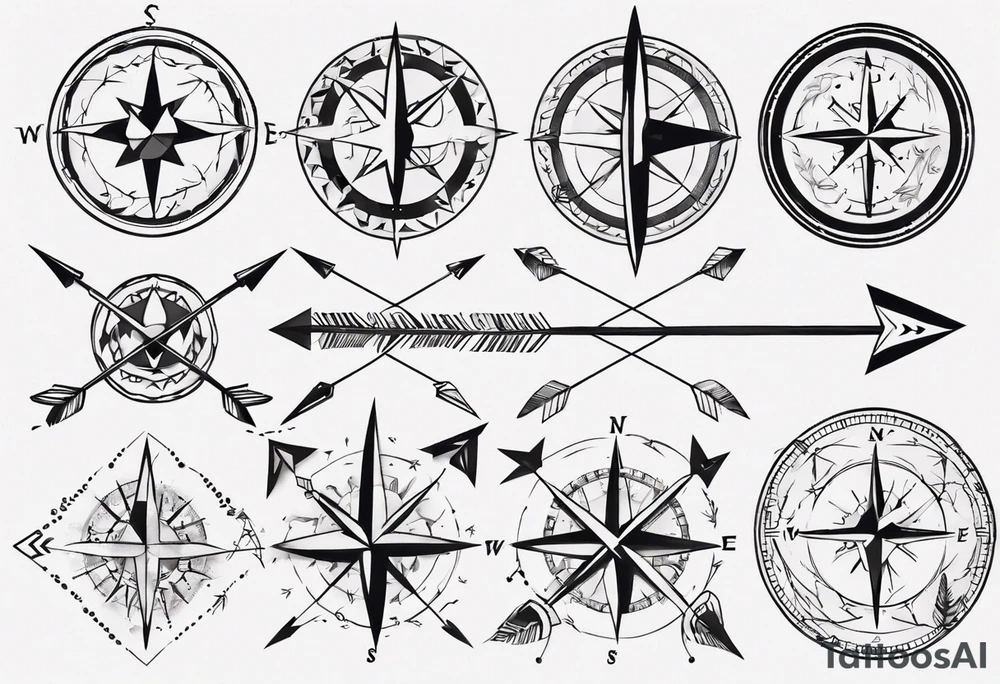 arrow with compass tattoo idea