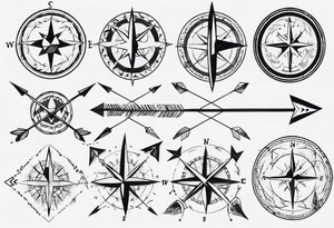 arrow with compass tattoo idea