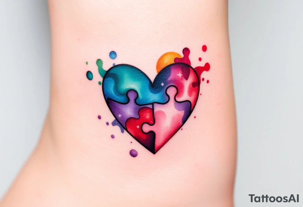 autism heart puzzle shape symbol tattoo idea
