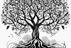 tree of life with long roots
3 line triangles behind tattoo idea