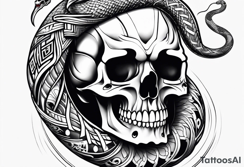 Skull and snake tattoo idea