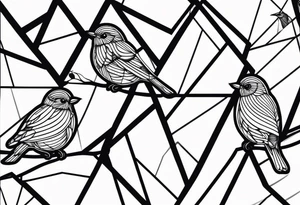 three birds far away, one small bird and two adults tattoo idea