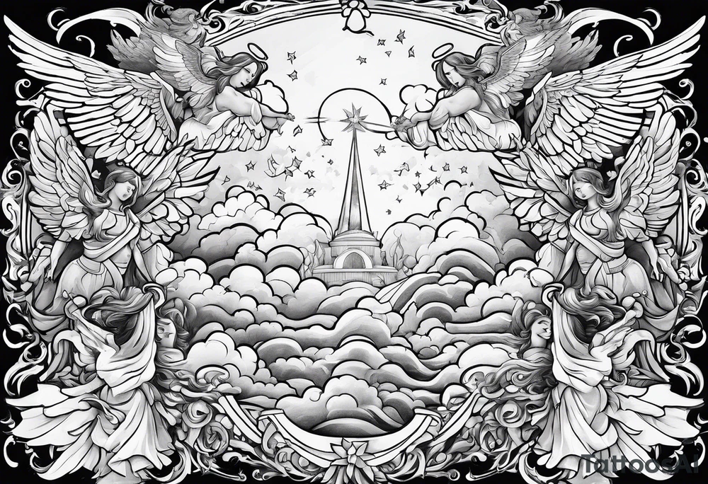 Choir of angels in the sky tattoo idea