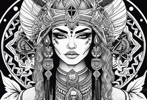 kali, alien goddess, valkrye, pirate, zen, pachamama, lotus, blank panther, eagle, skull tattoo idea