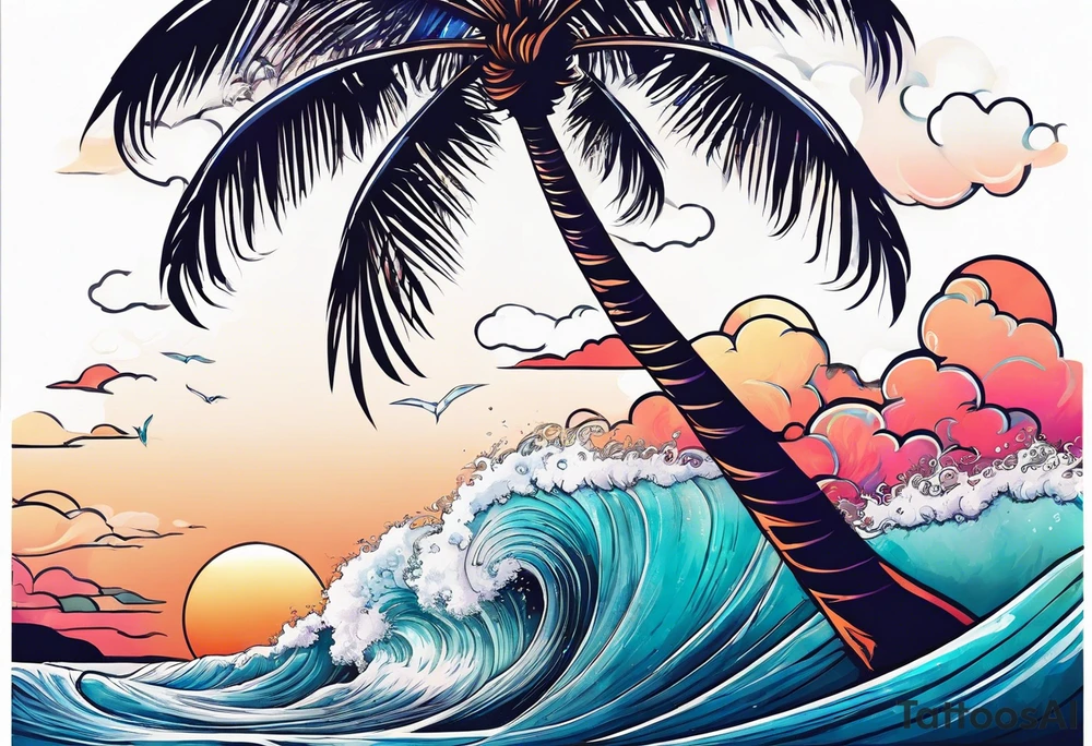 Animal , ocean, palm tattoo idea