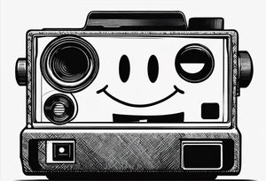 A polaroid-photo of a simple smiley and the text "smile" tattoo idea