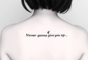 Young Rick Astley Meme Dance and Never Gonna Give You Up text tattoo idea