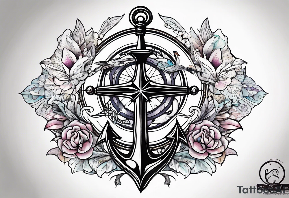Anchor cross sparrow tattoo idea