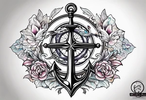 Anchor cross sparrow tattoo idea