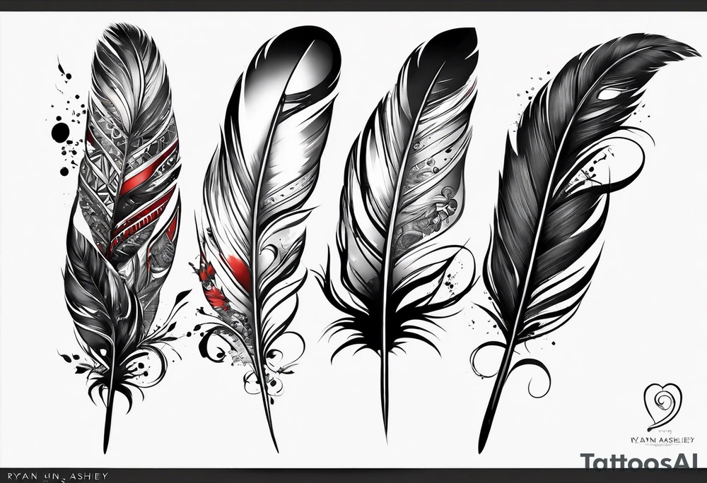 Feather turning into birds trash polka tattoo idea