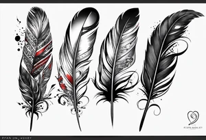 Feather turning into birds trash polka tattoo idea