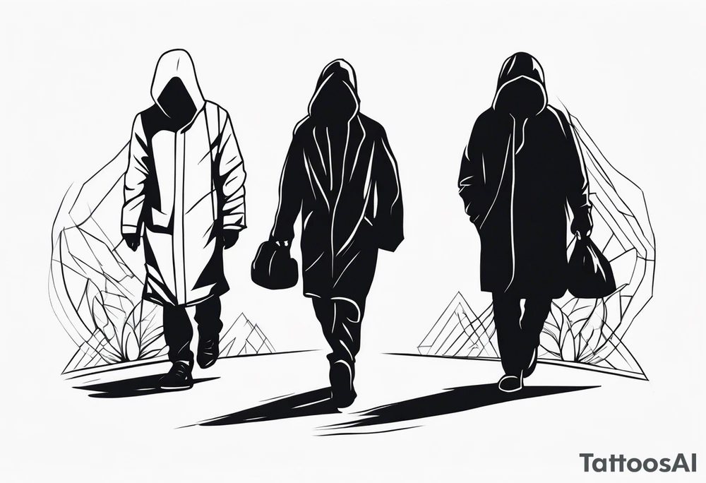 faceless, dark figures walking around tattoo idea