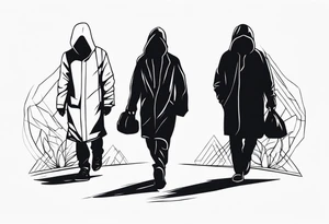 faceless, dark figures walking around tattoo idea