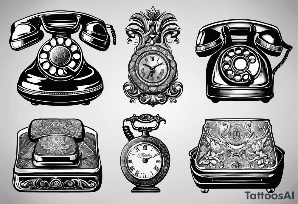 vintage theme phone tattoo idea