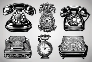 vintage theme phone tattoo idea