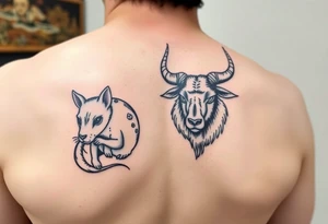 dog, rat, goat, and ox street japanese style tattoo idea