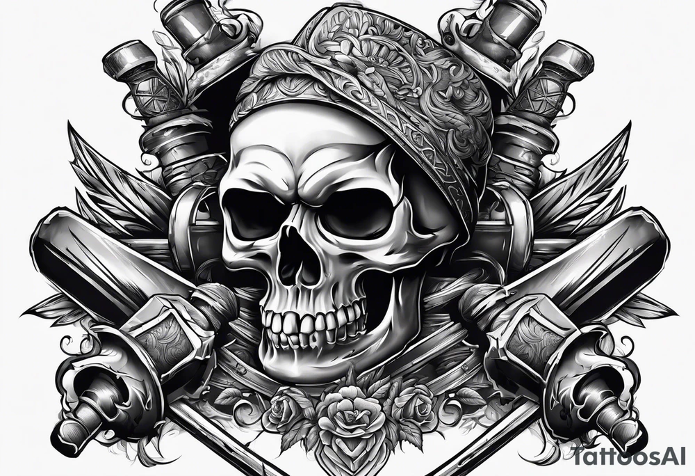 Skull and crossedsledge hammers tattoo idea