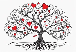 Family tree in hearts tattoo idea