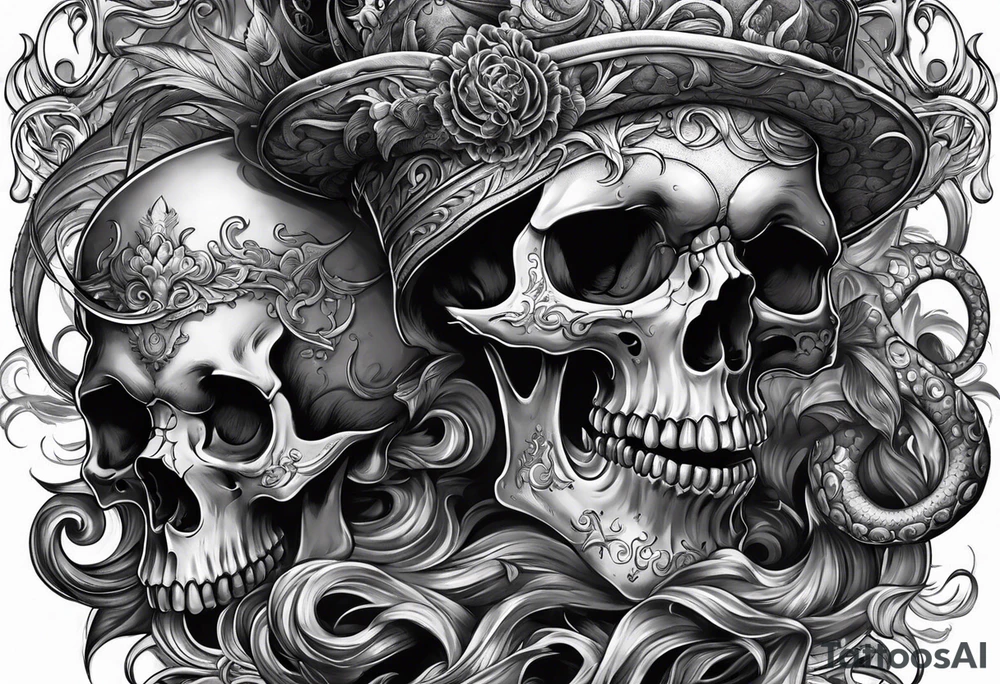 skull with tentacles tattoo idea