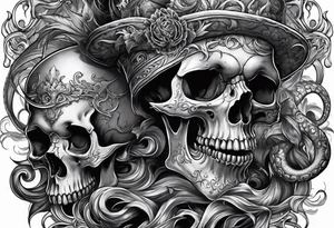 skull with tentacles tattoo idea