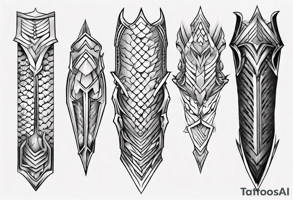 Dragonscale Leg armor symmetrical tattoo idea