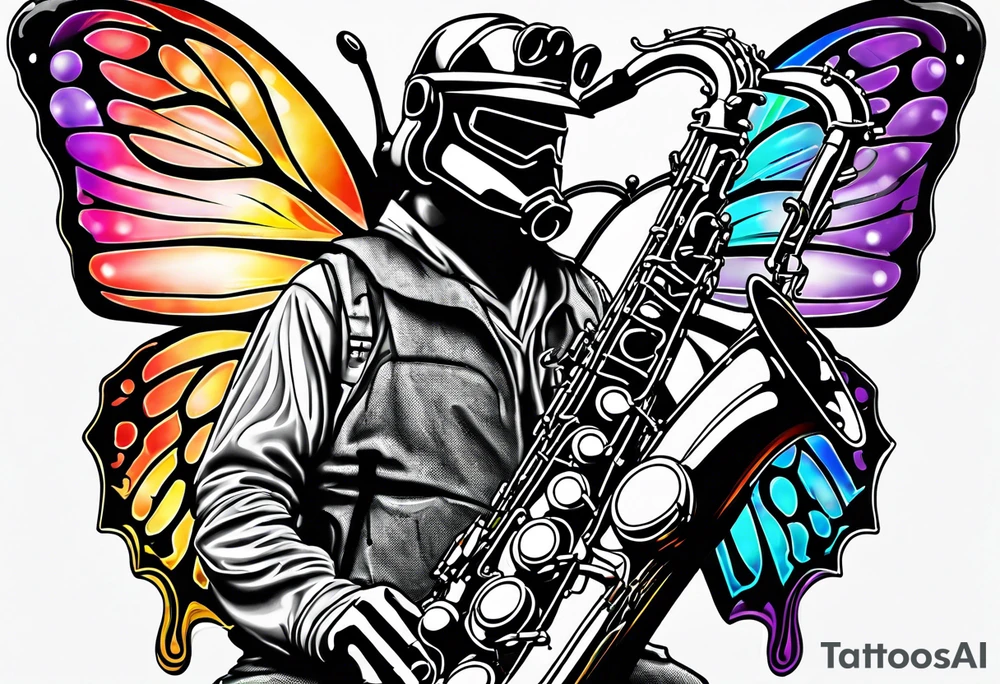 Saxophone, butterfly, rainbow, master chief tattoo idea