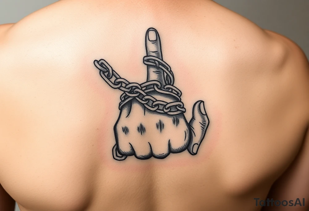 Chains wrapped around thumb and pointer finger tattoo idea