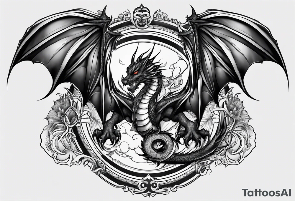 Mother dragon wings spread with 3 baby dragons tattoo idea Mother dragon wings spread with 3 baby dragons tattoo idea
