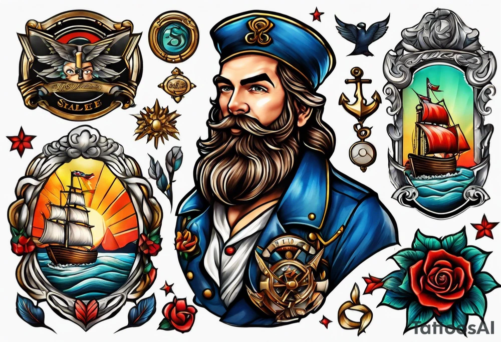 american traditional sailor tattoo idea