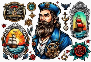 american traditional sailor tattoo idea
