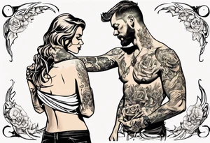 woman giving man a tattoo tattoo idea