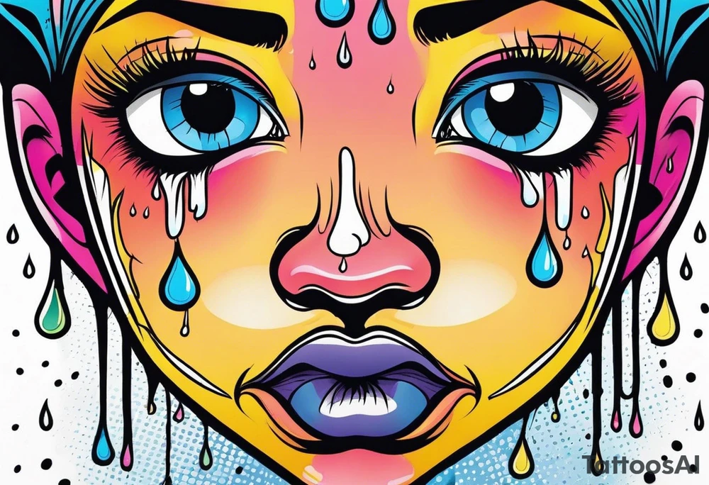 crying face with tears tattoo idea