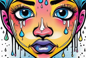 crying face with tears tattoo idea