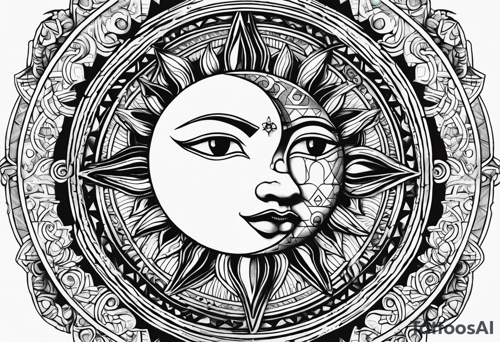 Sun and moon tattoo idea