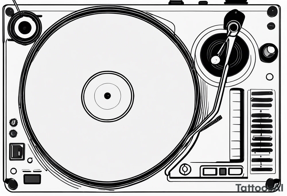 A recordplayer in fineline very minimalistic one line tattoo idea