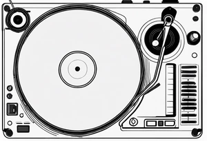 A recordplayer in fineline very minimalistic one line tattoo idea