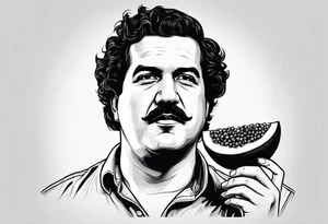 Pablo Escobar eating fruit tattoo idea