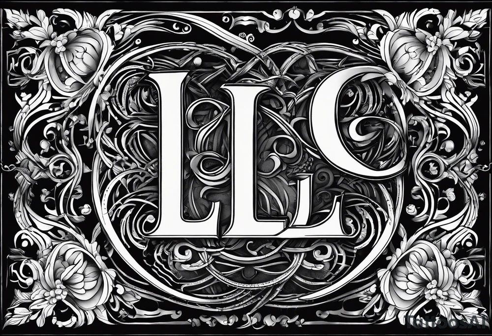 small fine line art with the letters L and C without brackground. focus is on the letters tattoo idea