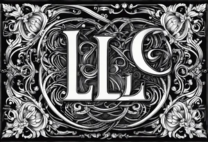 small fine line art with the letters L and C without brackground. focus is on the letters tattoo idea