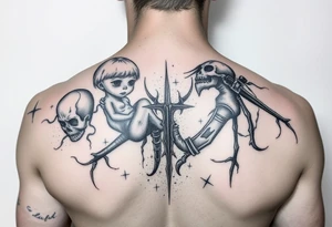 Tattoo of life (birth then childhood trauma an abuse self harm then drugs then sibling committed suicide an then sobriety then death by suicide tattoo idea