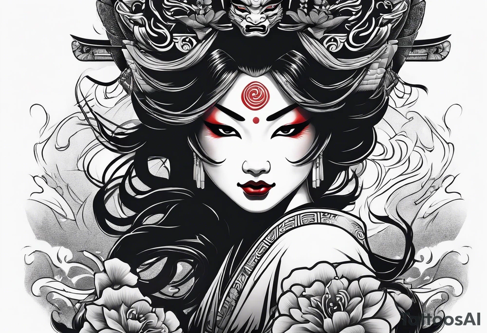 geisha  oni  mask tattoo idea