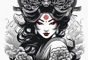 geisha  oni  mask tattoo idea