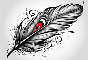 feather with birds flying out with one red bird tattoo idea