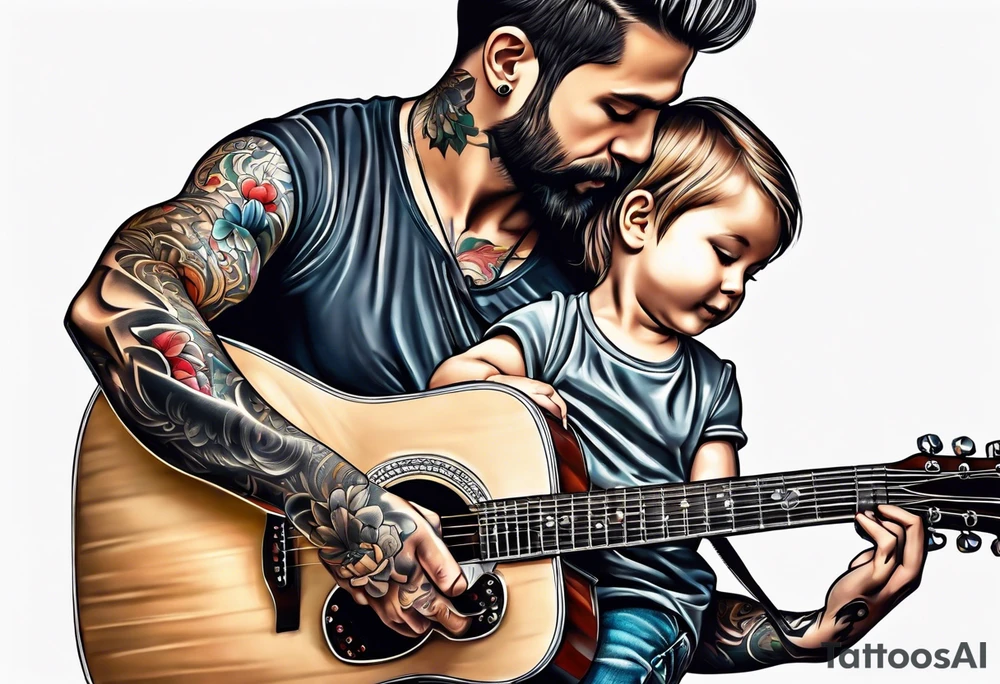 Father and child guitar tattoo idea