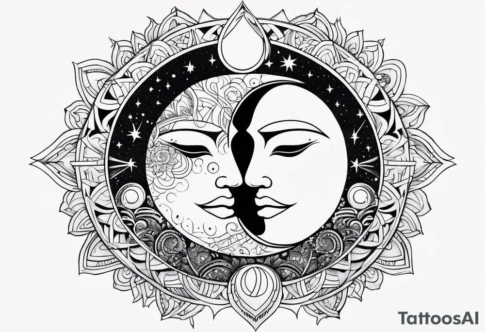 Sun and moon no faces tattoo idea