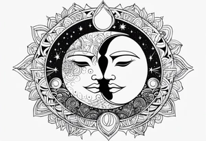 Sun and moon no faces tattoo idea
